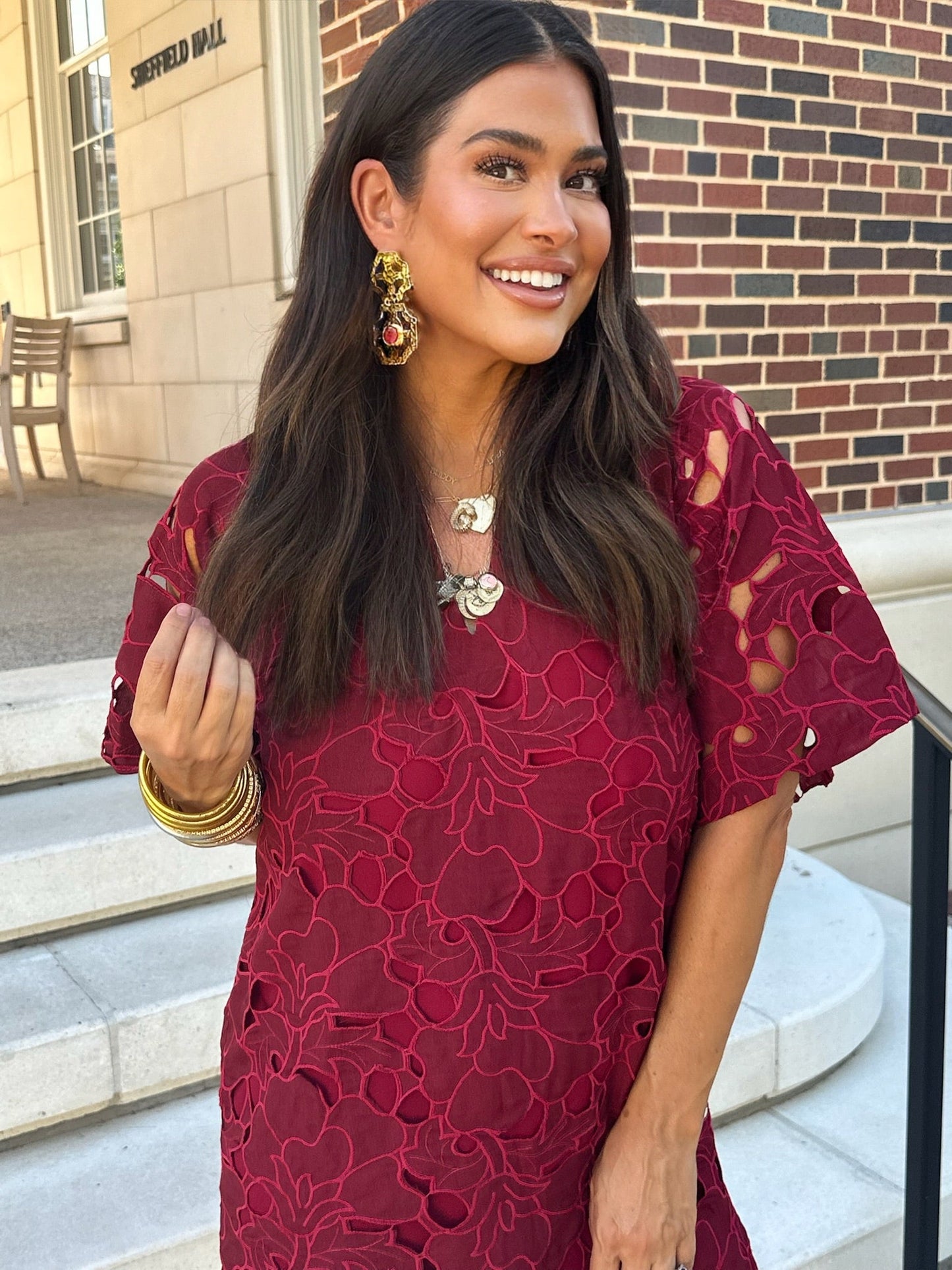 Lulu Short Sleeve Mini Caftan- Ruby