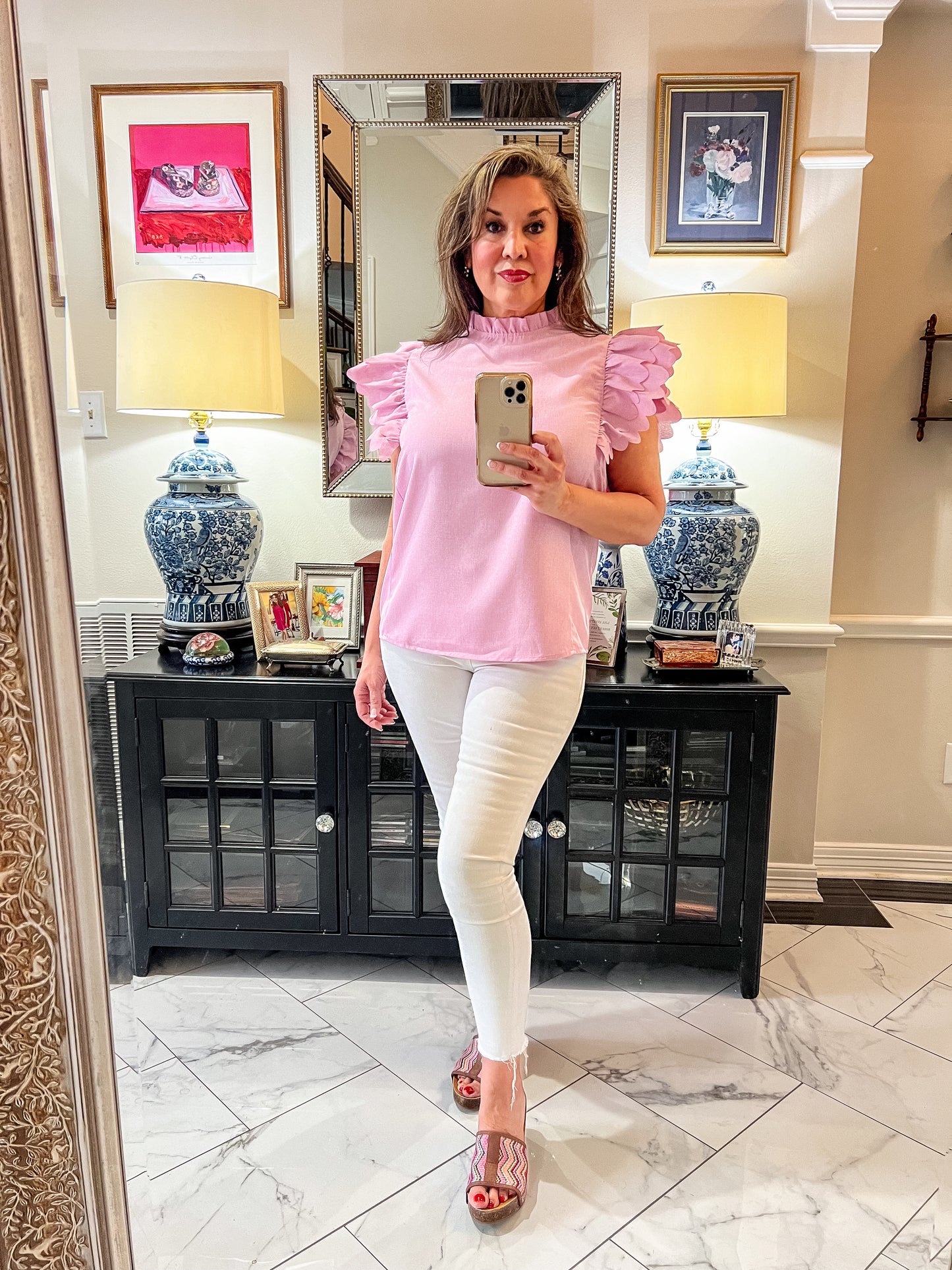 Bunny Pink Flutter Sleeved Top