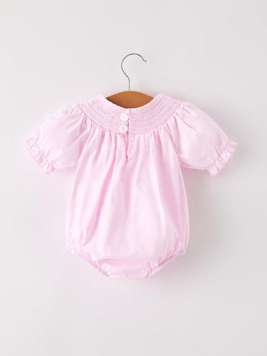 Fall Halloween Pink Spider Pumpkin Ghost Smock Embroidery Baby Girl Romper