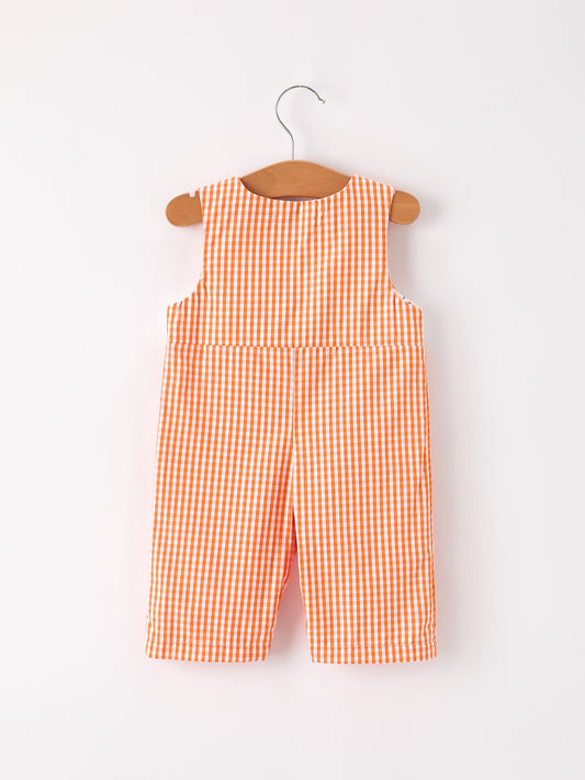 Fall Halloween Orange Pumpkin Ghost Spider Smock Embroidery Baby Boy Romper