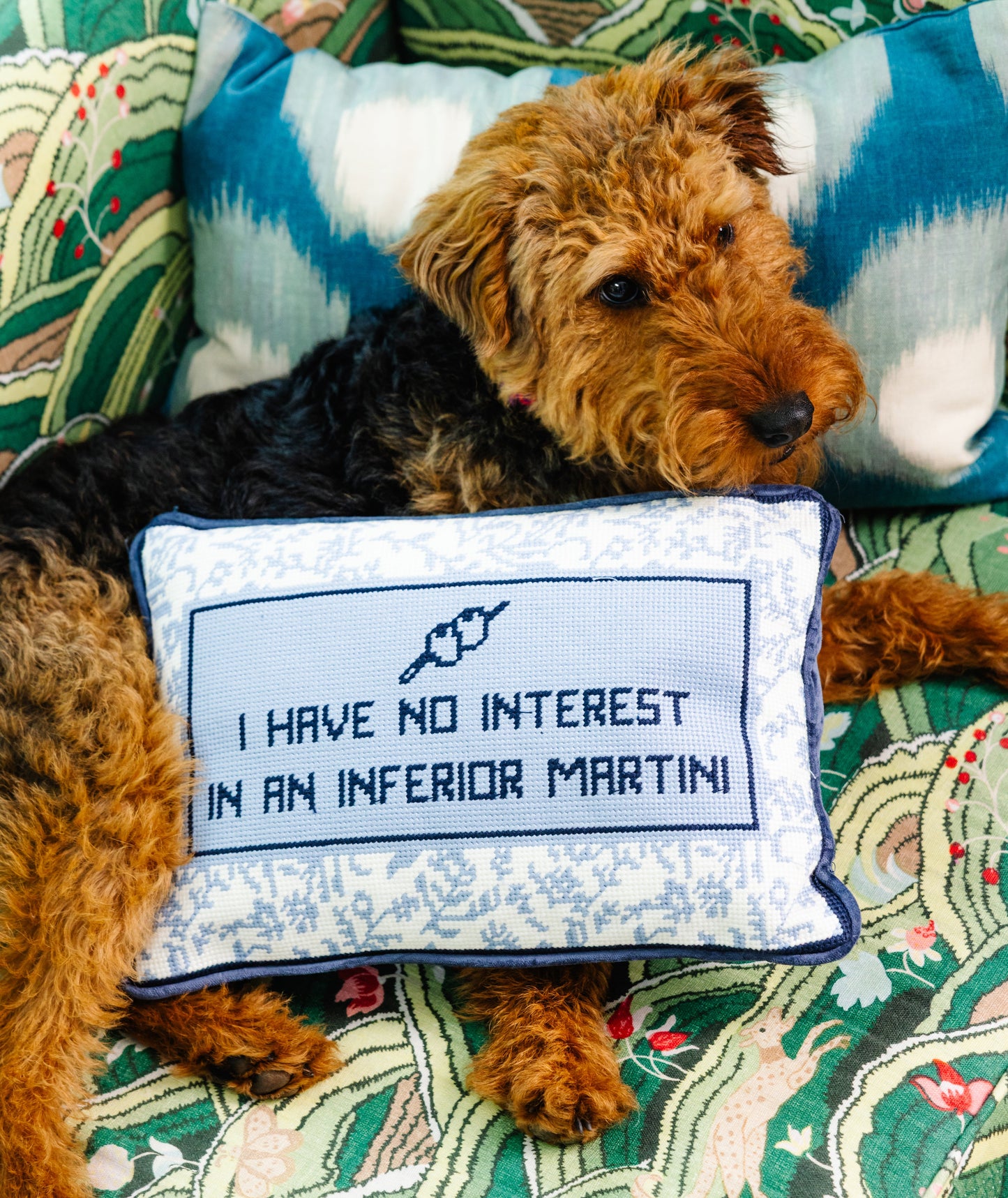 Inferior Martini Needlepoint Pillow