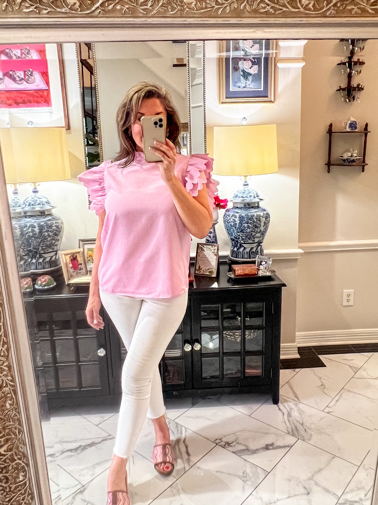 Bunny Pink Flutter Sleeved Top