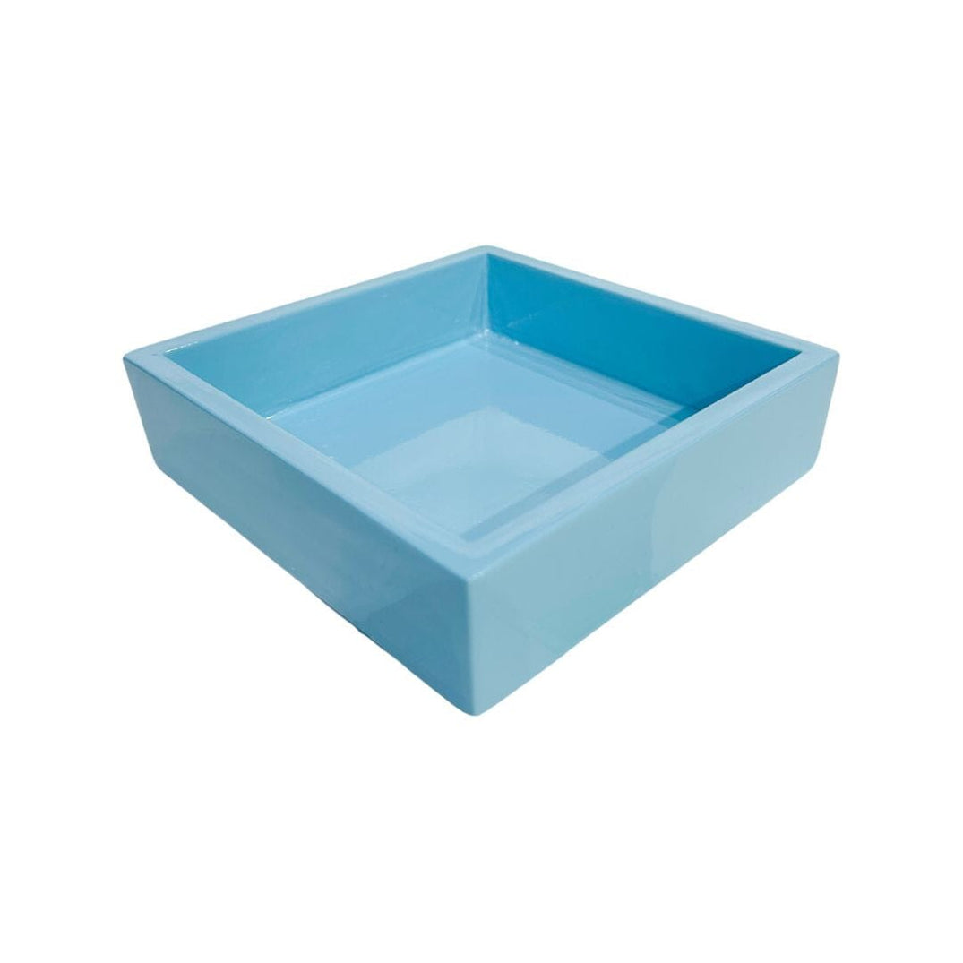 Light Blue Bamboo Cocktail Napkin Holder Square