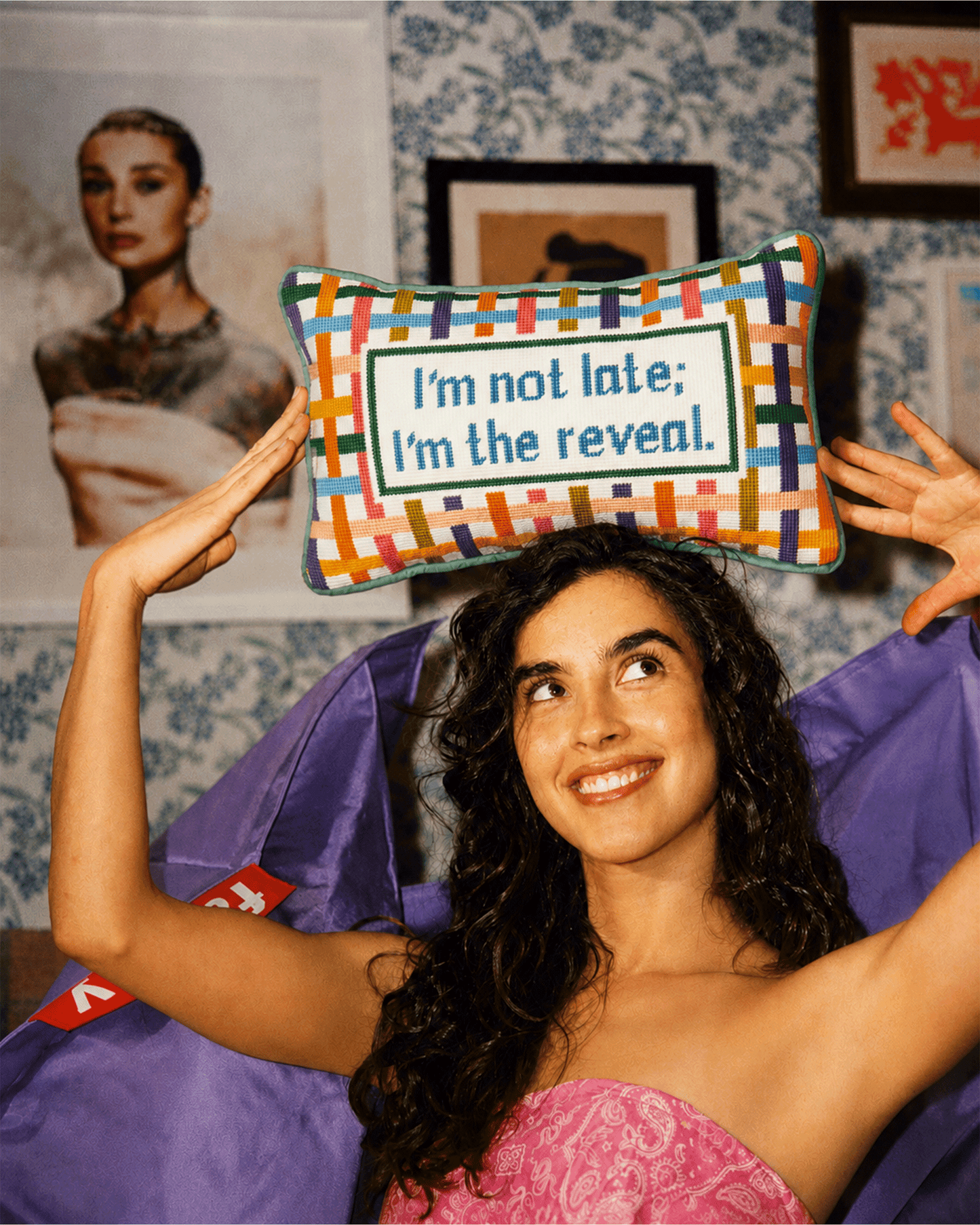 I'm The Reveal Needlepoint Pillow
