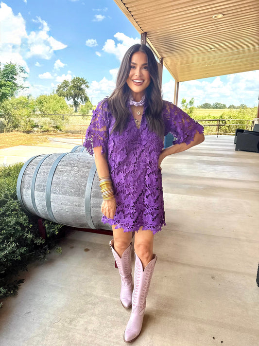 Lulu Short Sleeve Mini Caftan- Plum