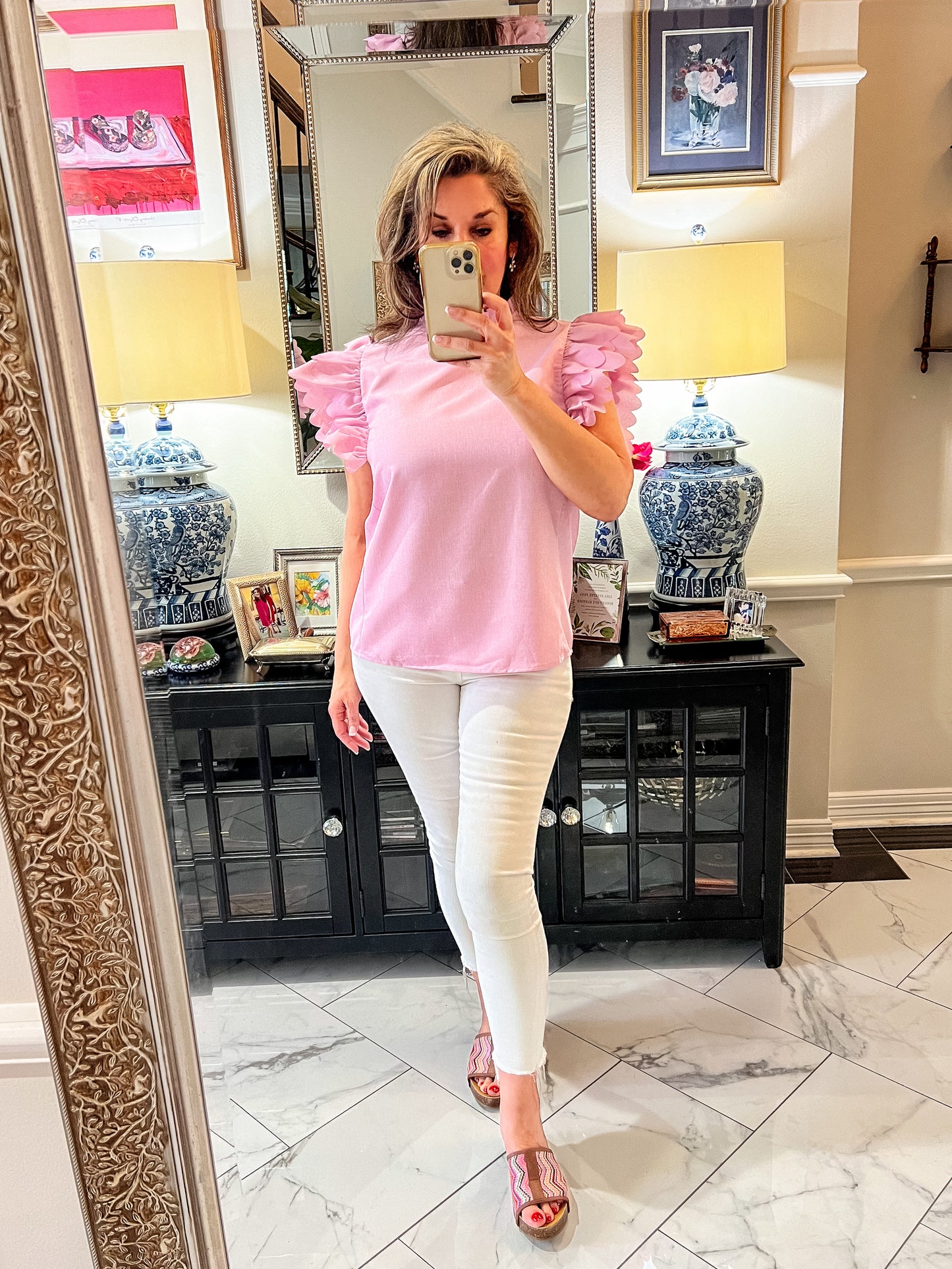 Bunny Pink Flutter Sleeved Top