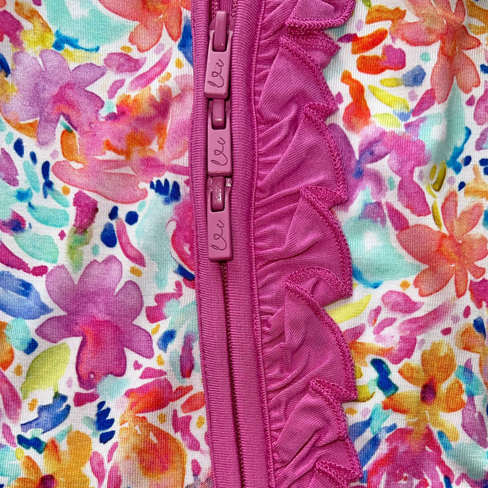 Korrie Floral Bamboo Ruffle Convertible Footie