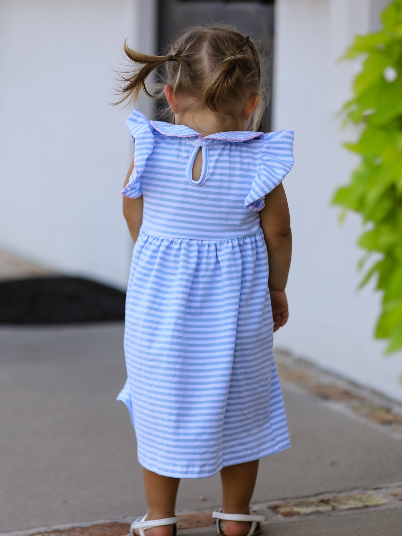 Back To School Girls Stripe Pencil Applique Bow Dress
