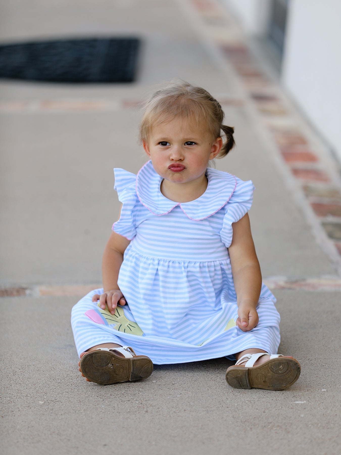 Back To School Girls Stripe Pencil Applique Bow Dress