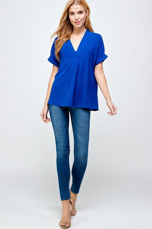 Royal Blue V-Neck Top - Salud HTX