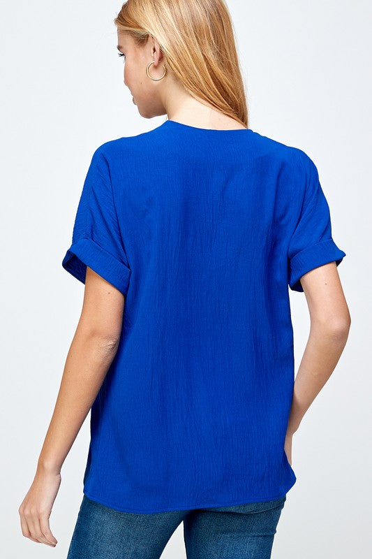 Royal Blue V-Neck Top - Salud HTX