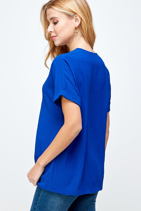 Royal Blue V-Neck Top - Salud HTX