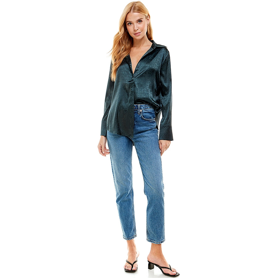 Je t'aime Jacquard Tie Front Top