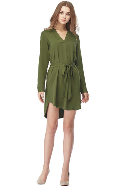 Sabrina Self-Tie Dress in Olive - Salud HTX