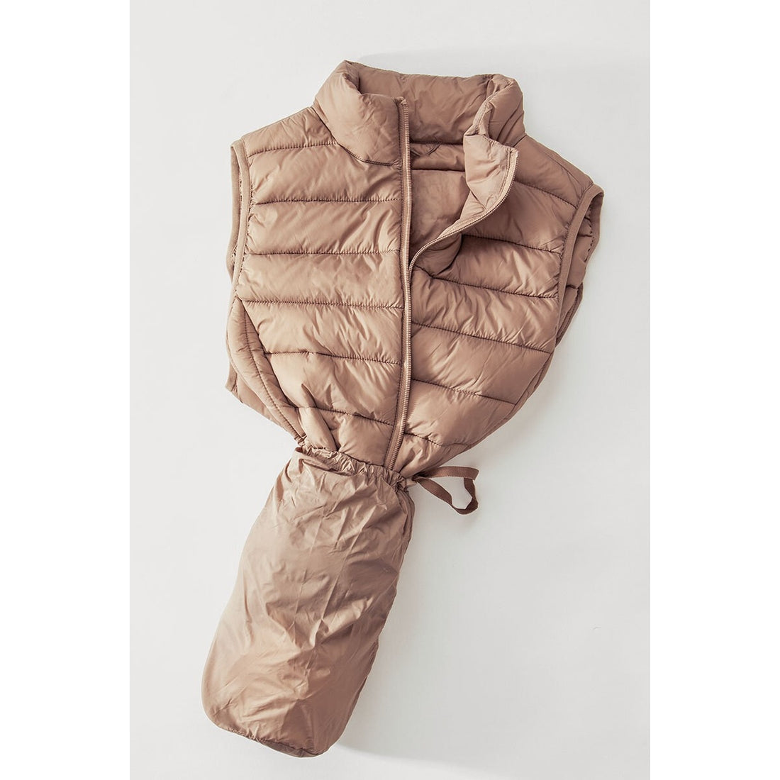 Ultra Light Zip Puffer Vest in Latte