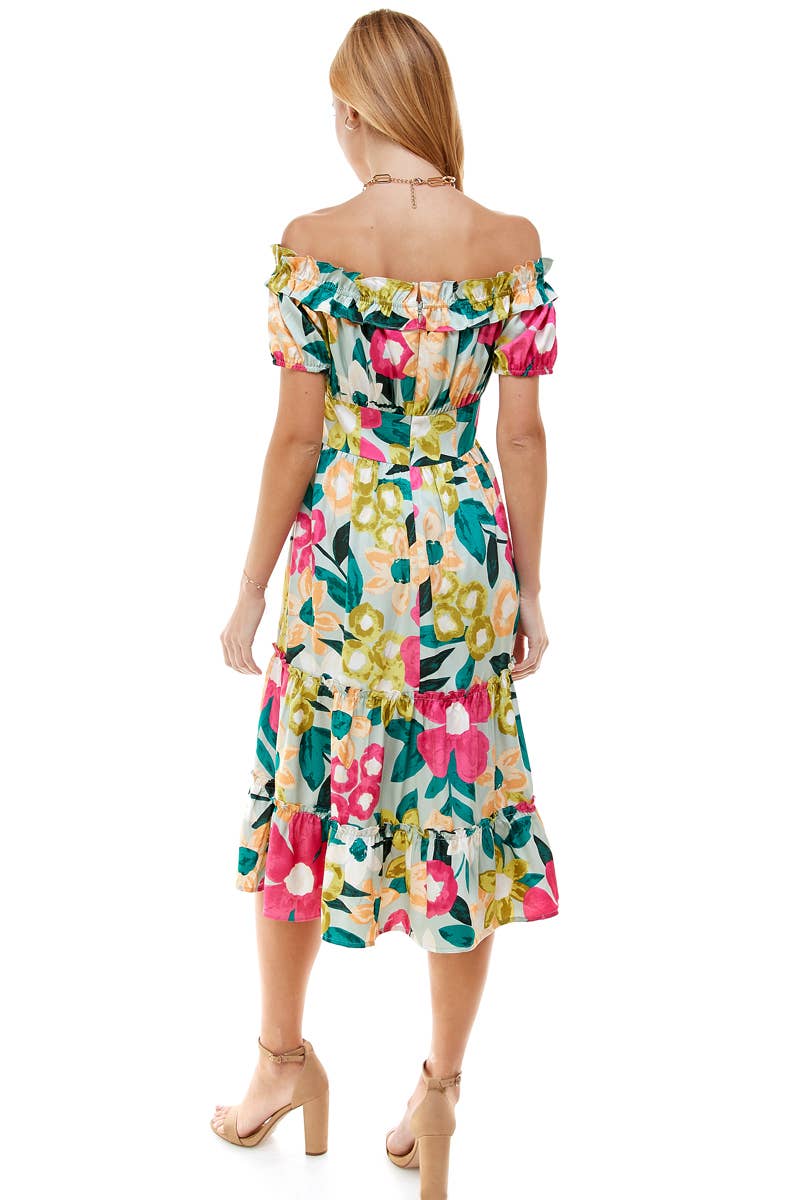 Floral Print Off-Shoulder Dress - Salud HTX