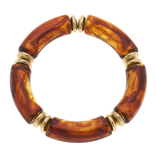 Lelani Disc Resin Stretch Bracelet in Tortoise - Salud HTX