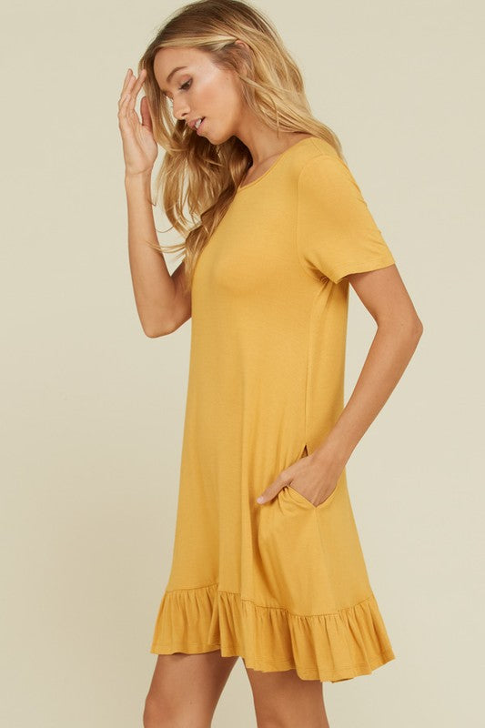 Mardi Gras Mustard Ruffle Dress - Salud HTX