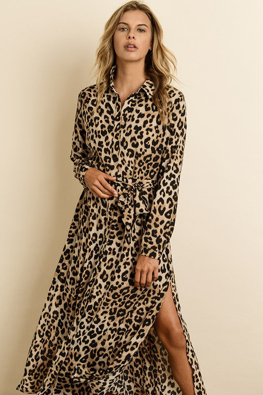 Luna Leopard Self-Tie Dress - Salud HTX