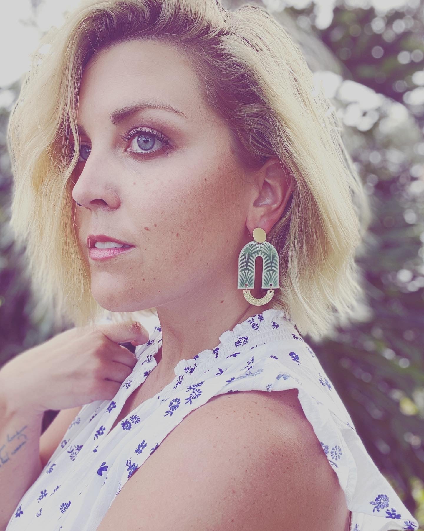 Juanita Ceramic Earring in Green