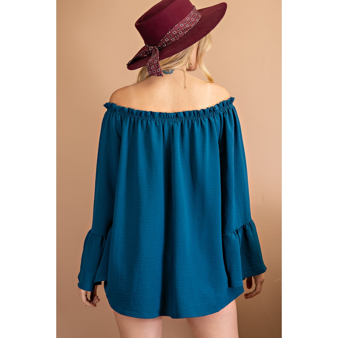 Deep Teal Off The Shoulder Top