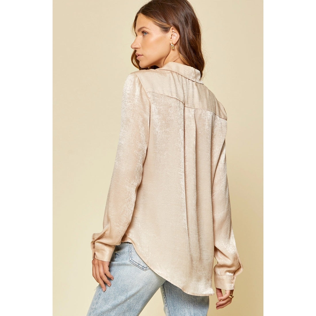 Champagne Button Down Top