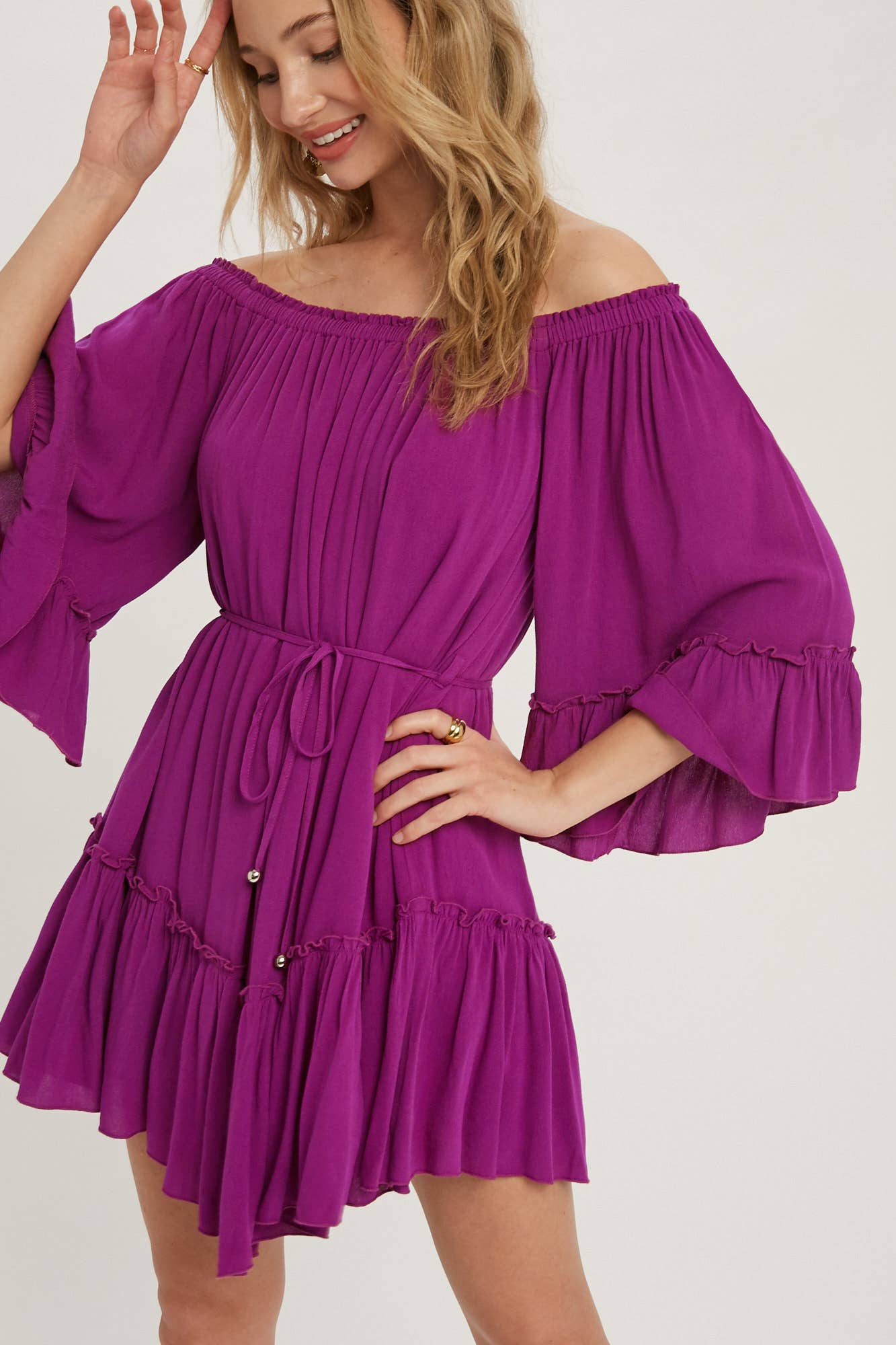 Bluivy - RUFFLED SOLID BOHO DRESS - Salud HTX