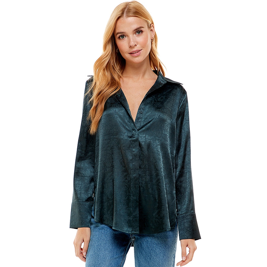 Je t'aime Jacquard Tie Front Top