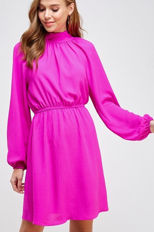 Magenta Bow Detailed Dress - Salud HTX