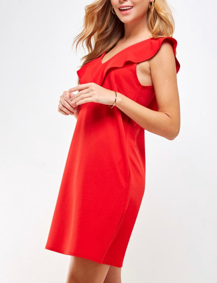 Ruffle V-Neck Dress - Salud HTX