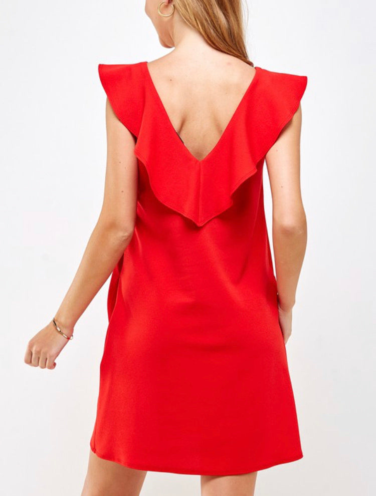 Ruffle V-Neck Dress - Salud HTX
