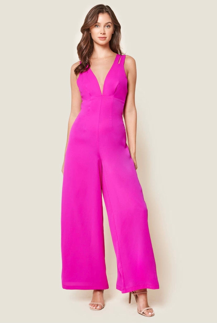 Deep Pink Wide Leg Jumpsuit - Salud HTX