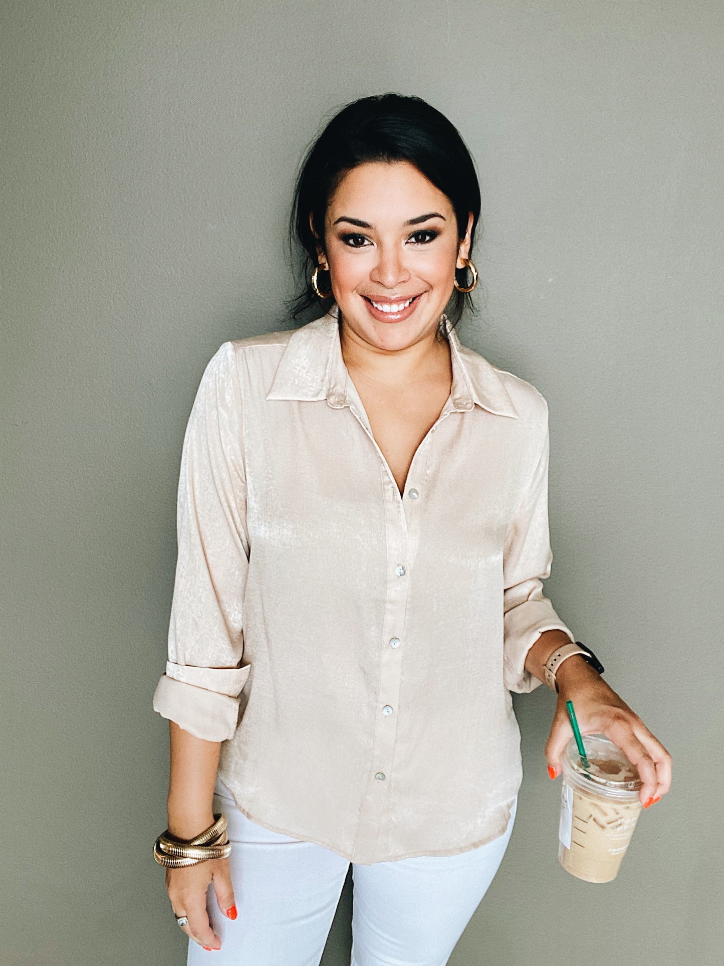 Champagne Button Down Top - Salud HTX