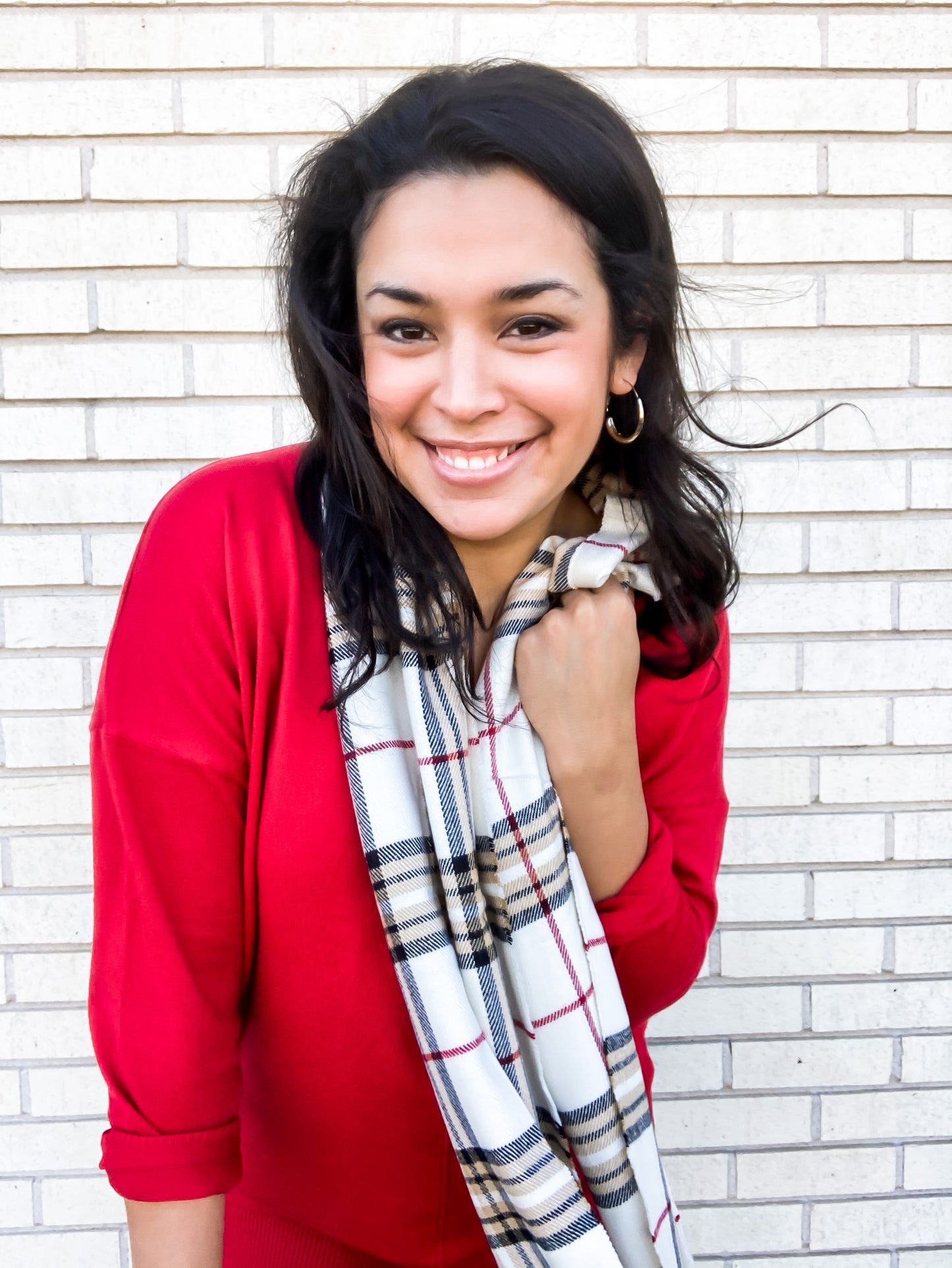 Cream Plaid Scarf - Salud HTX