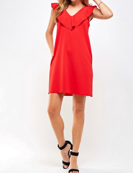 Ruffle V-Neck Dress - Salud HTX