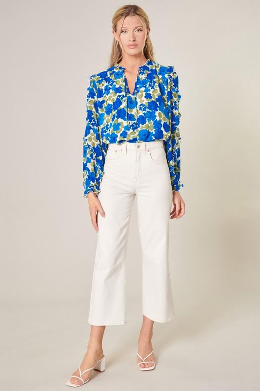 Blue & Green Floral Top