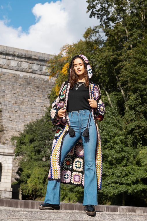 Hooded Crochet Kimono
