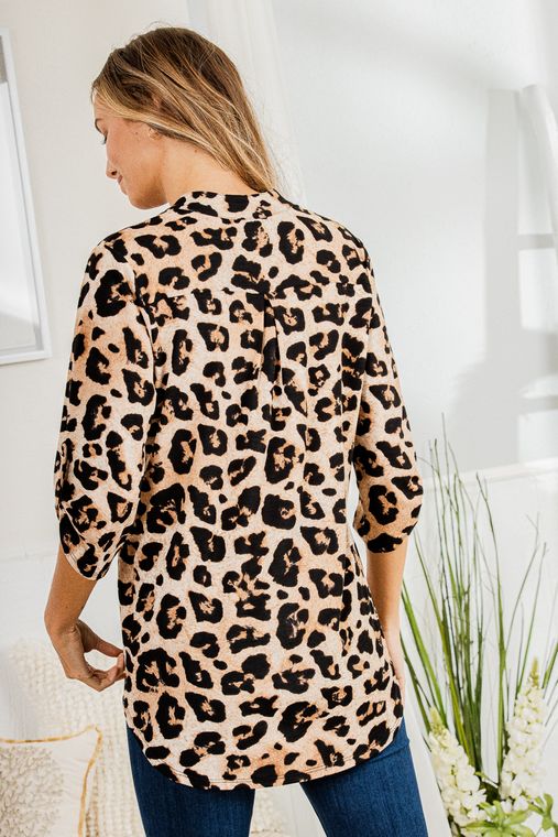 Leopard Mandarin Collar Top