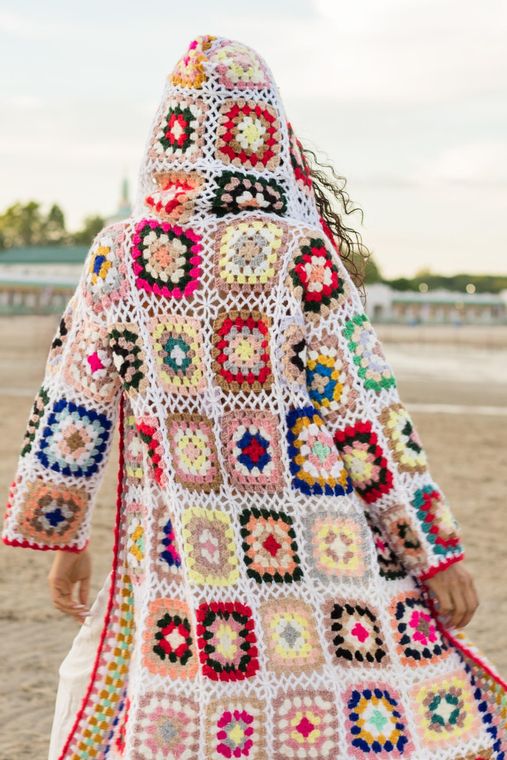 Hooded Crochet Kimono