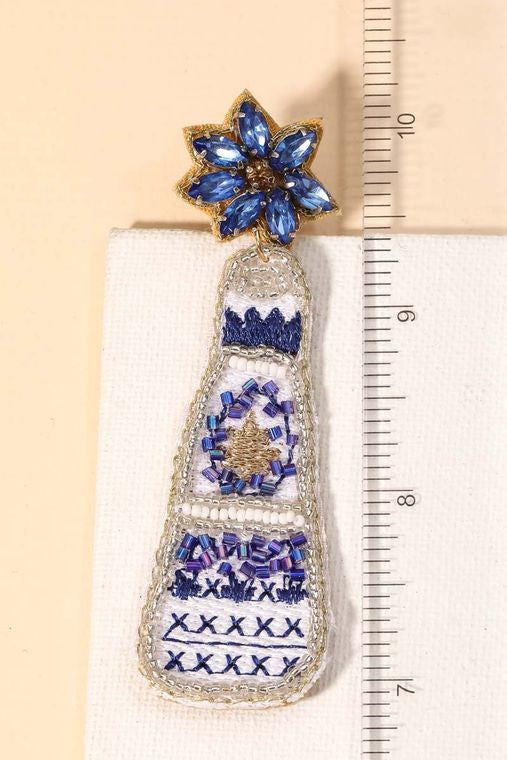 Floral Beaded Tequila Bottle Earrings