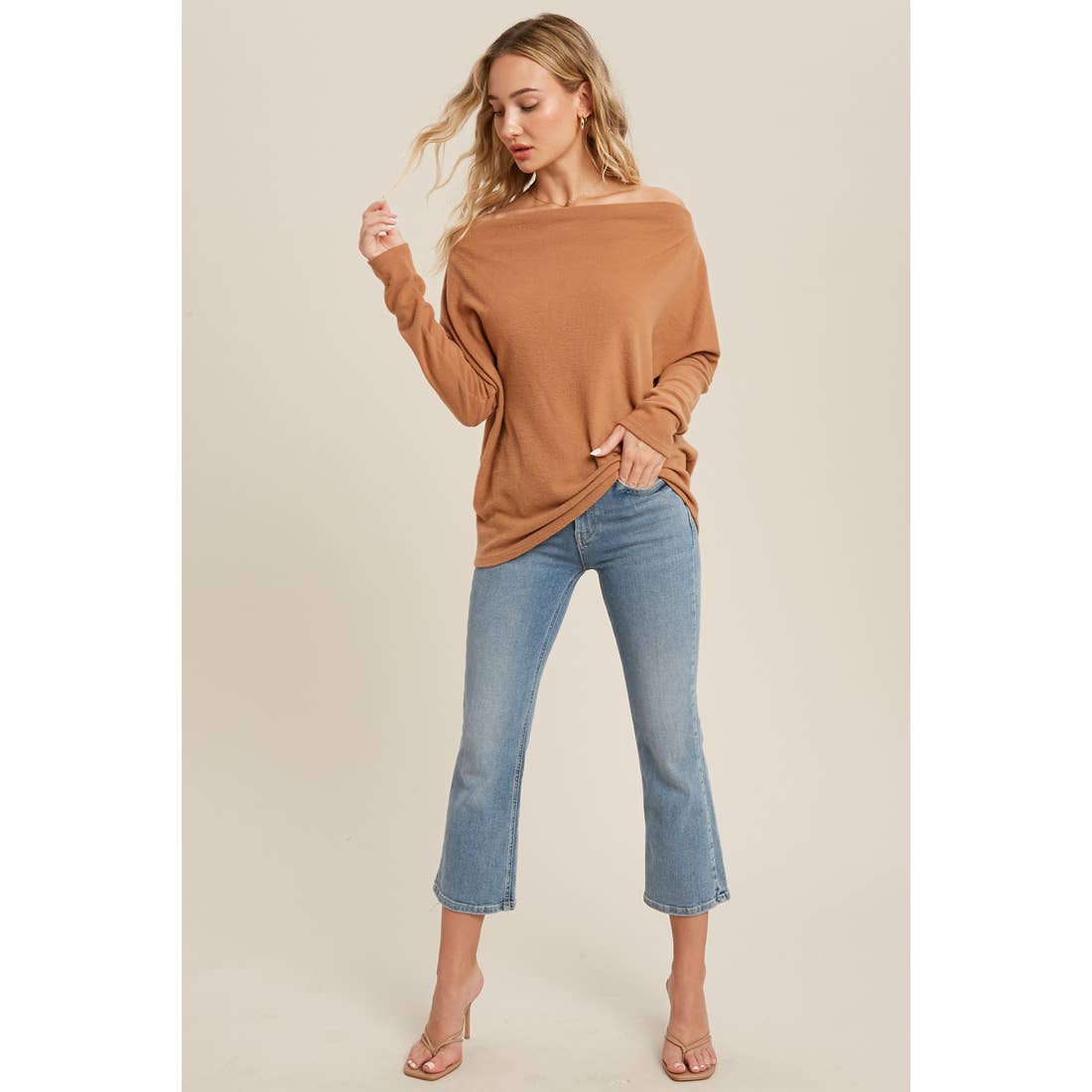 Nutmeg Off the Shoulder Sweater - Salud HTX