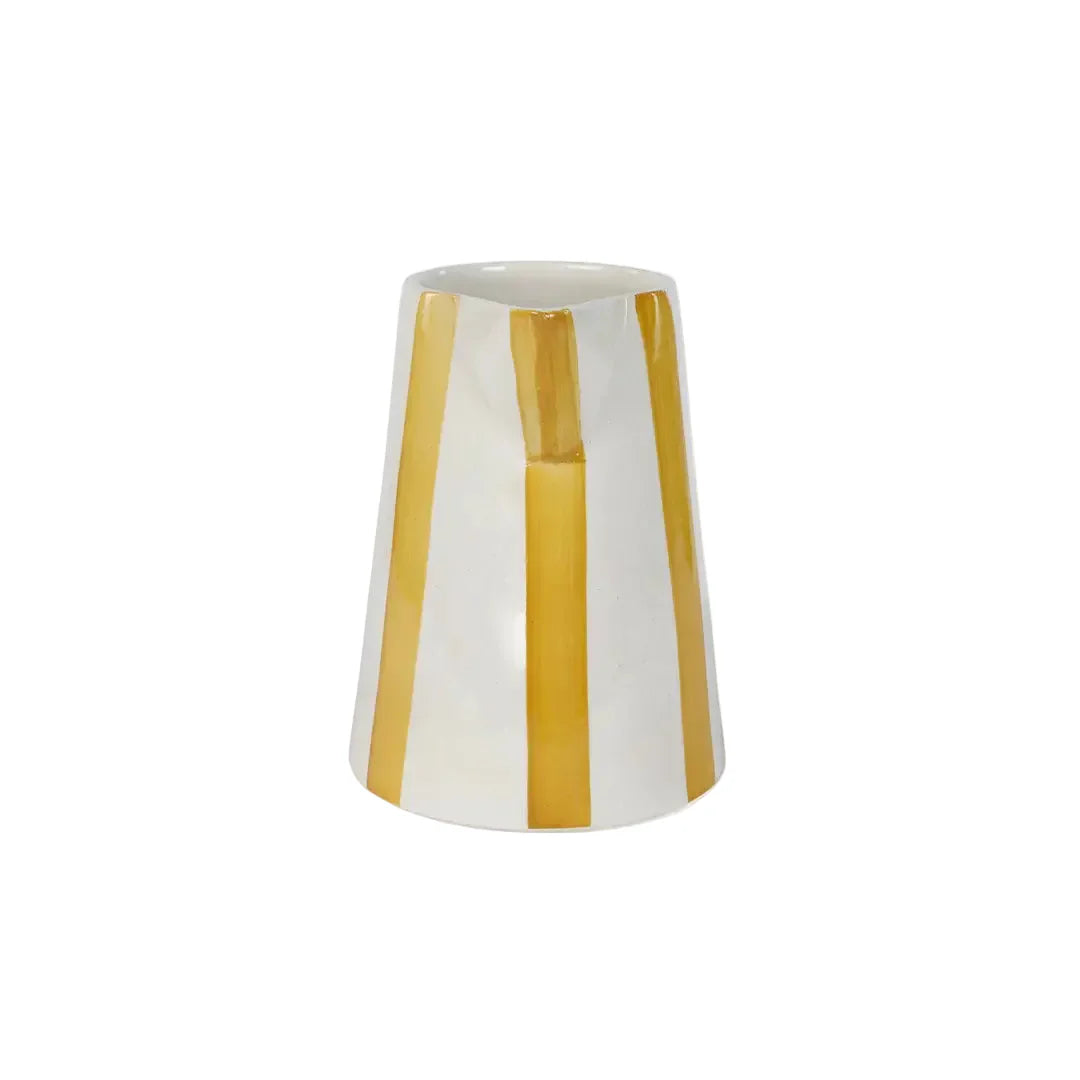 Ceramic Stripe Pitcher, yellow- 8.25 x 8.25 x 8 Inches