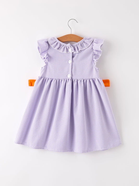 Fall Halloween Purple Balloon Pumpkin Cat Smock Embroidery Baby Girl Dress