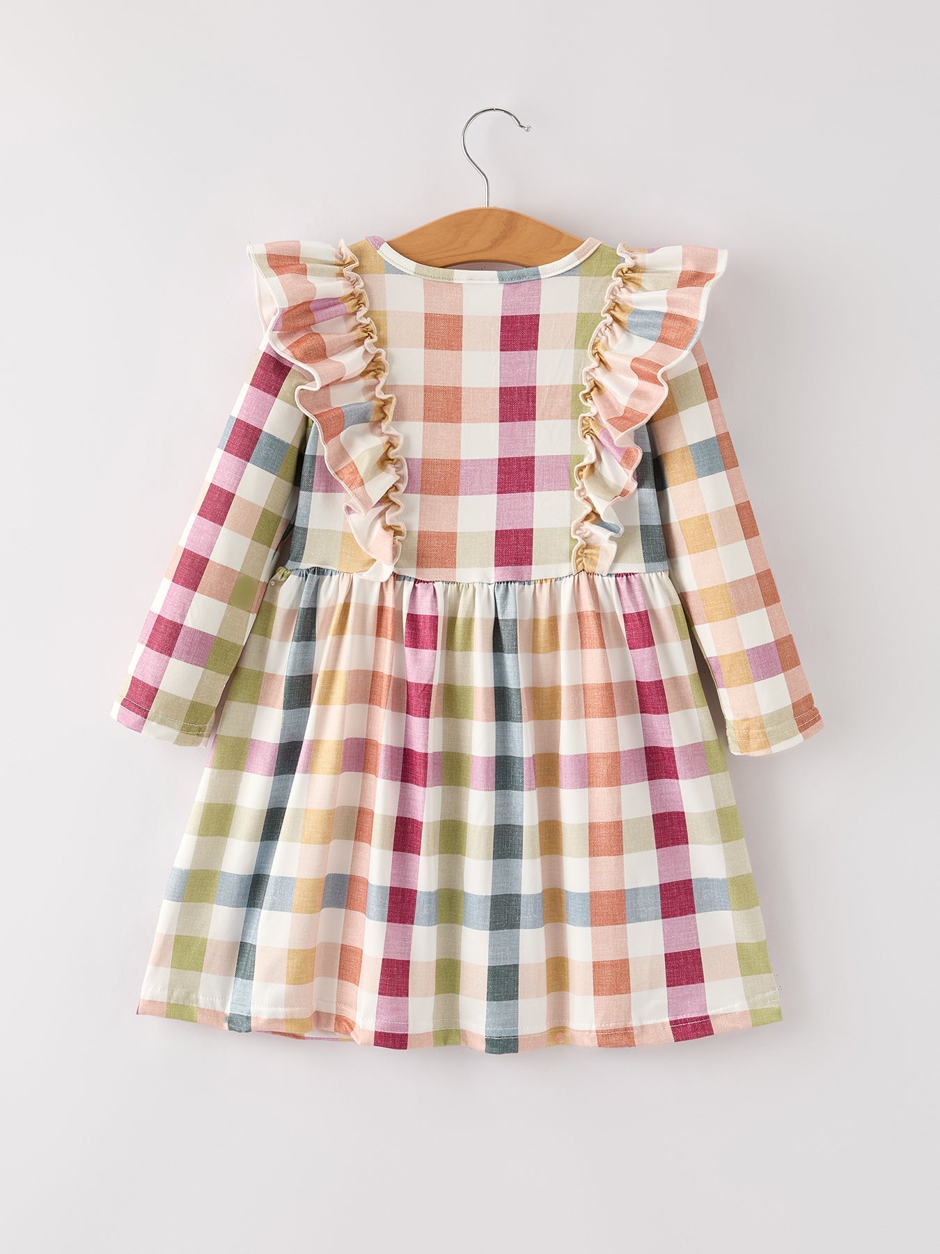 PREORDER Fall Thanksgiving Plaid Long Sleeve Girls Dress