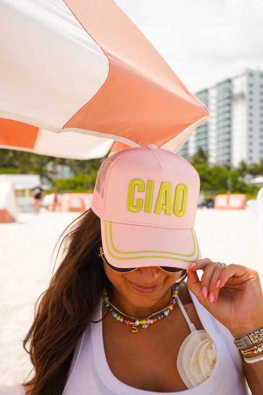 Ciao - Pink Canvas Trucker Hat