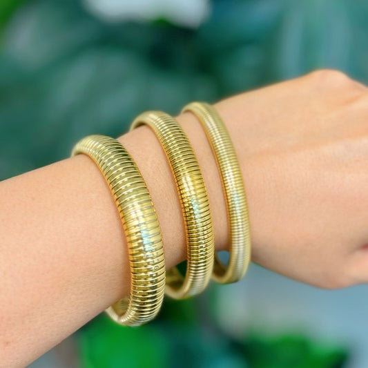 Golden Spring Snake Bangle Bracelet