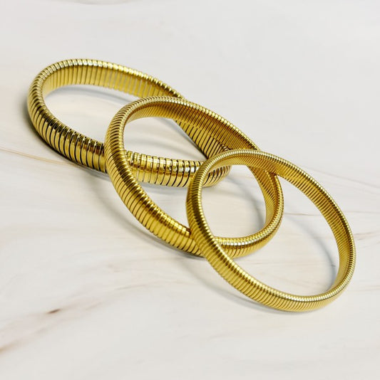 Golden Spring Snake Bangle Bracelet