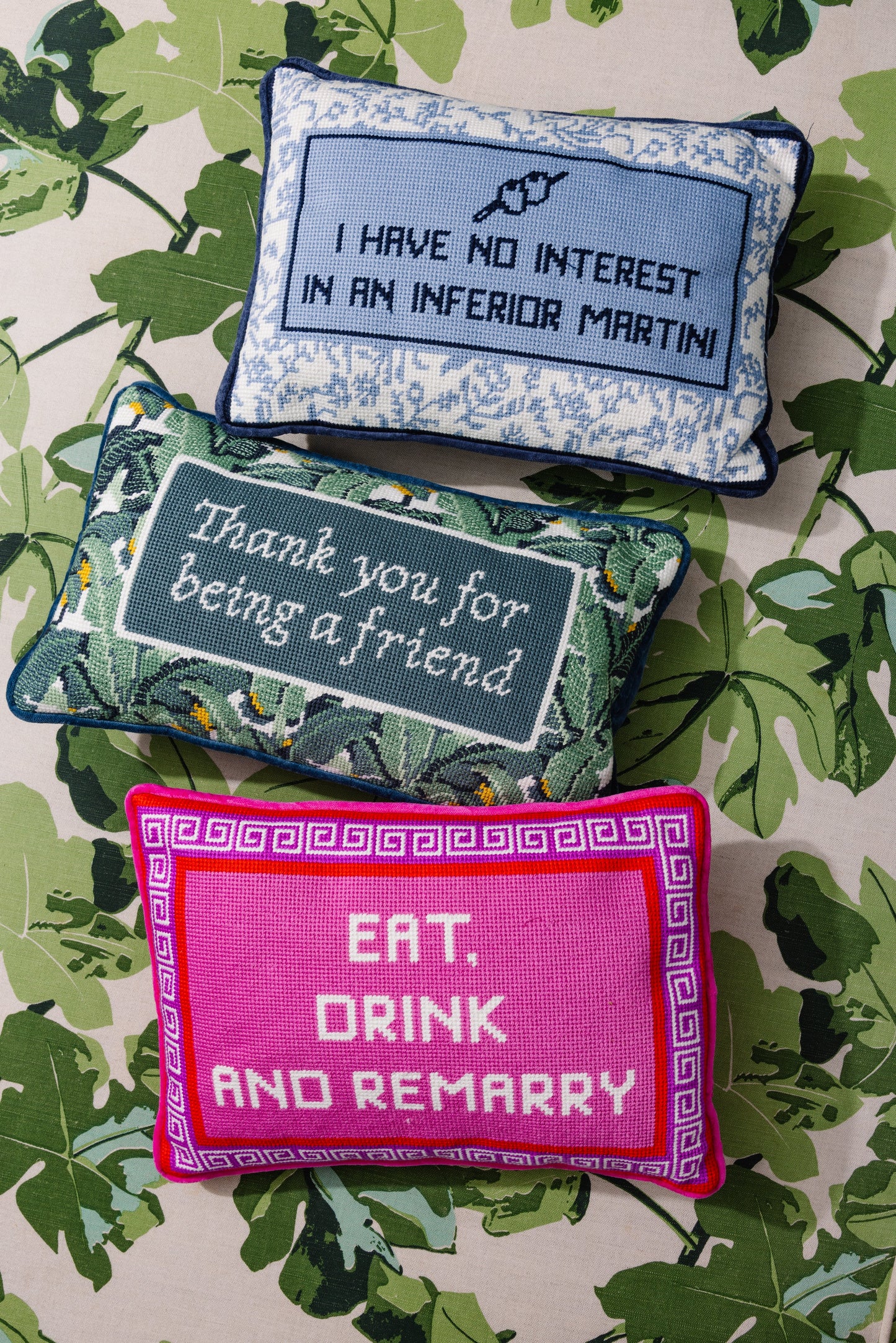 Inferior Martini Needlepoint Pillow