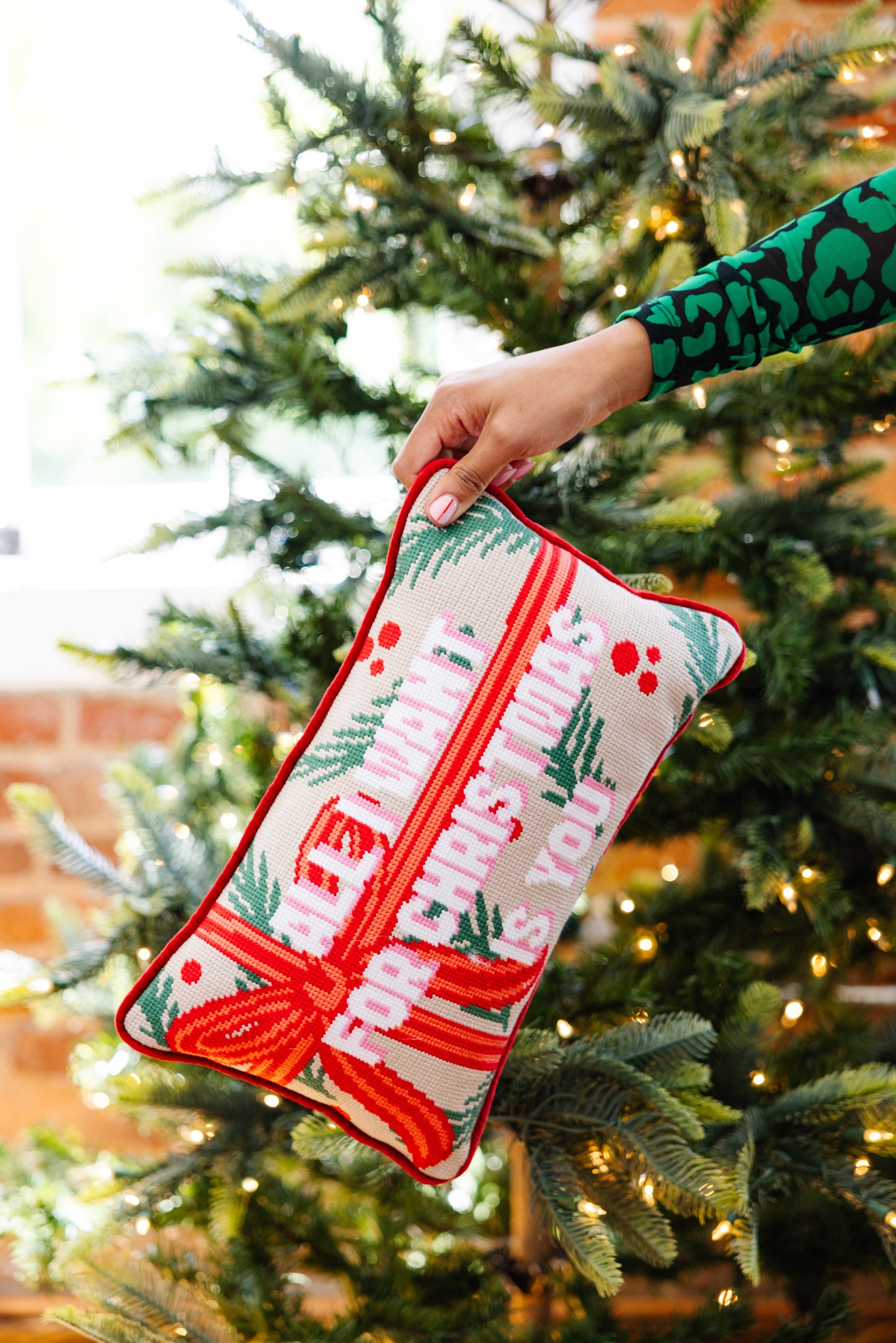 All I Want Needlepoint Pillow