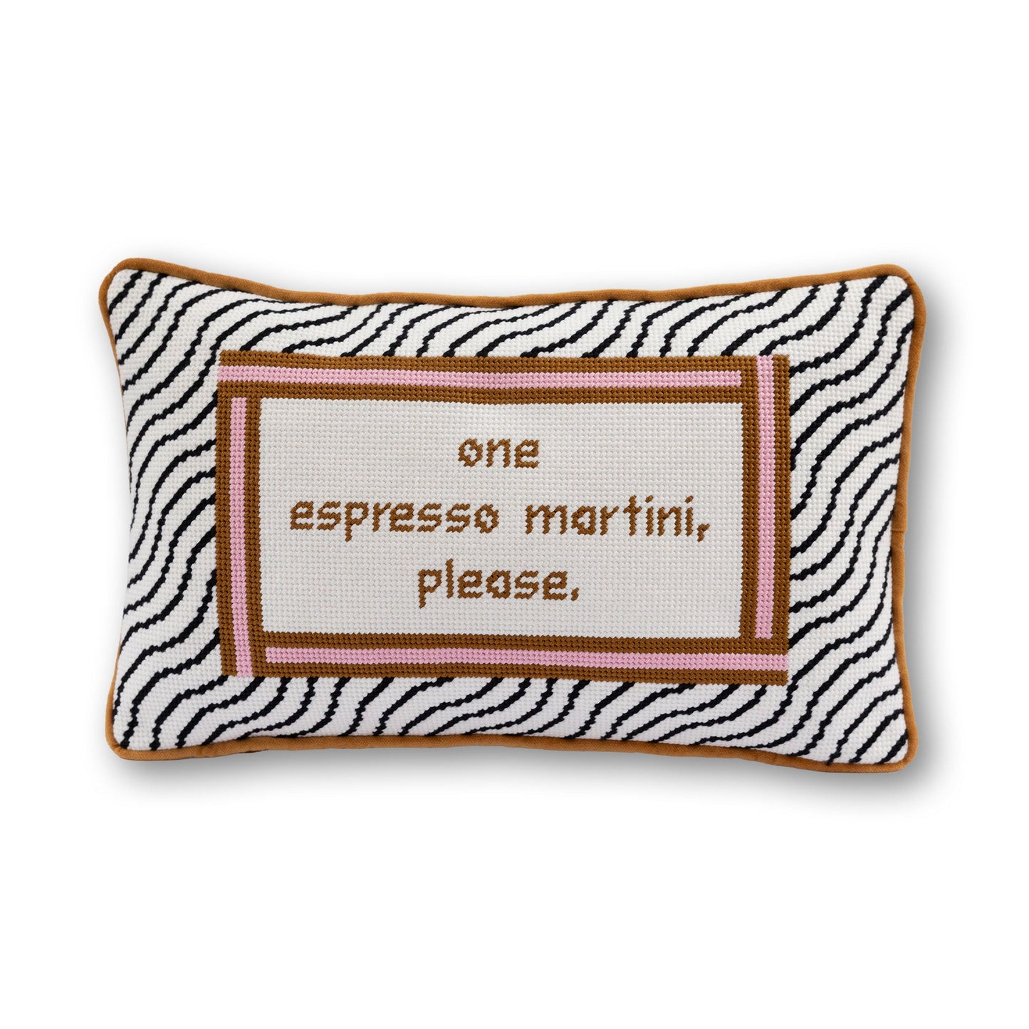 Espresso Martini Needlepoint Pillow